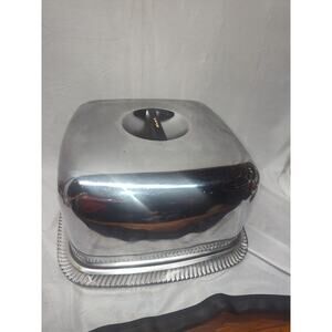 Vintage Kromex Square Cake Plate w/ Chrome Cover 2 pc 1950’s